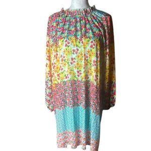 New Collection Spring Floral High Neck Flowy Pull Over Lined Midi Dress Wm’s Sz